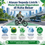 Sepeda listrik makin populer di kota besar karena praktis, hemat biaya, ramah lingkungan, dan cocok untuk mobilitas harian yang padat.